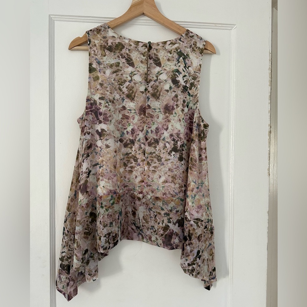 Sleeveless, pastel shell blouse , floral